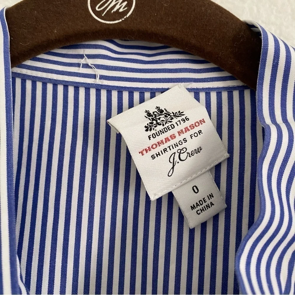 J. Crew Thomas Mason Women's Size 0 Blue Multistripe Pleated Button Front Top